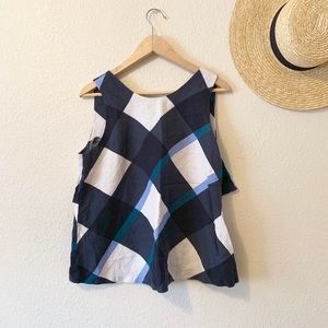 Ann Taylor Factory Plaid Linen Top